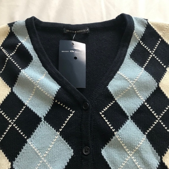 BNWOT brandy melville argyle elizabeth sweater - Picture 2 of 2